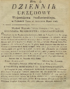 Dziennik Urzędowy Województwa Sandomierskiego, 1823, nr 4
