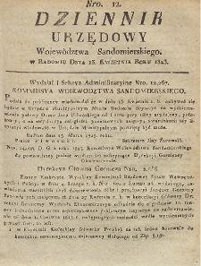 Dziennik Urzędowy Województwa Sandomierskiego, 1823, nr 12