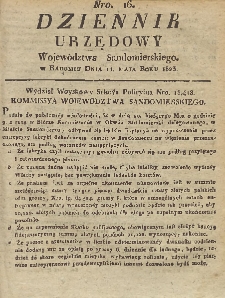 Dziennik Urzędowy Województwa Sandomierskiego, 1823, nr 16