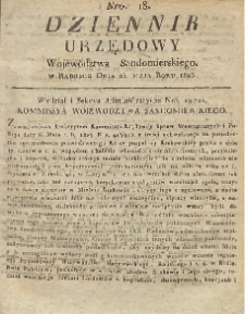 Dziennik Urzędowy Województwa Sandomierskiego, 1823, nr 18