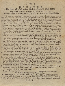 Dziennik Urzędowy Województwa Sandomierskiego, 1823, nr 18, dod.