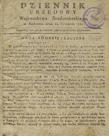 Dziennik Urzędowy Województwa Sandomierskiego, 1830, nr 1