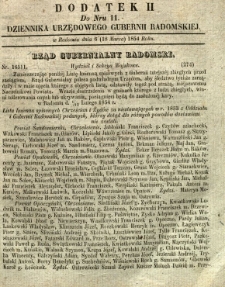 Dziennik Urzędowy Gubernii Radomskiej, 1854, nr 11, dod. II