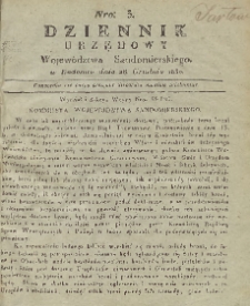 Dziennik Urzędowy Województwa Sandomierskiego, 1830, nr 3