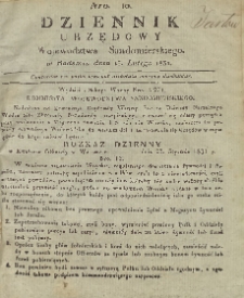 Dziennik Urzędowy Województwa Sandomierskiego, 1831, nr 9, dod. II