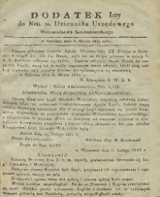 Dziennik Urzędowy Województwa Sandomierskiego, 1831, nr 11, dod. I