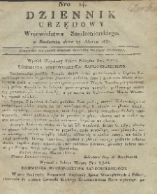 Dziennik Urzędowy Województwa Sandomierskiego, 1831, nr 14