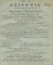 Dziennik Urzędowy Województwa Sandomierskiego, 1831, nr 15