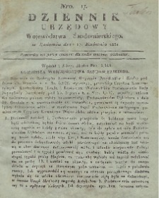 Dziennik Urzędowy Województwa Sandomierskiego, 1831, nr 17