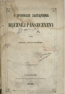 O sposobach zastąpienia ręcznéj pańszczyzny