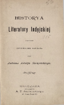 Historya literatury indyjskiej : z ilustracyami