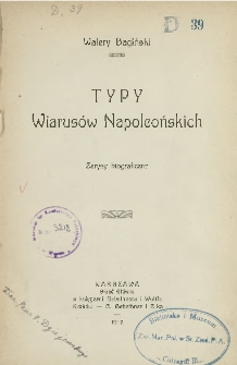 Typy wiarusów napoleońskich : zarysy bibliograficzne