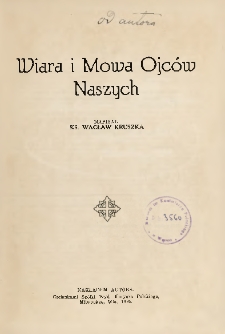 Wiara i mowa ojców naszych