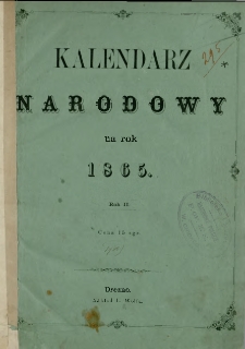 Kalendarz Narodowy na rok 1865