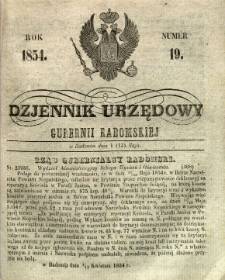 Dziennik Urzędowy Gubernii Radomskiej, 1854, nr 19