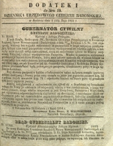 Dziennik Urzędowy Gubernii Radomskiej, 1854, nr 19, dod. I