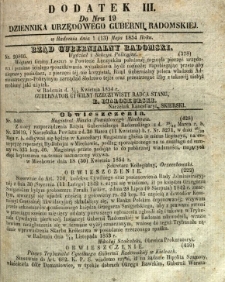 Dziennik Urzędowy Gubernii Radomskiej, 1854, nr 19, dod. III