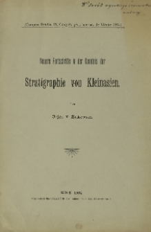Neuere Fortschritte in der Kenntnis der Stratigraphie von Kleinasien