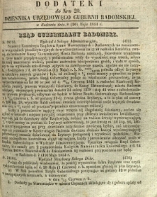 Dziennik Urzędowy Gubernii Radomskiej, 1854, nr 20, dod. I