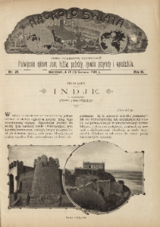 Naokoło Świata : pismo tygodniowe ilustrowane, poświęcone opisom ziem, ludów, podróży, zjawisk przyrody i wynalazków, 1904, R. III, nr 25