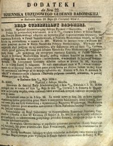 Dziennik Urzędowy Gubernii Radomskiej, 1854, nr 22, dod. I