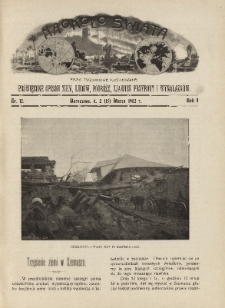 Naokoło Świata : pismo tygodniowe ilustrowane, poświęcone opisom ziem, ludów, podróży, zjawisk przyrody i wynalazków, 1902, R. I, nr 12