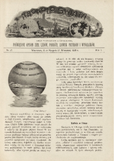 Naokoło Świata : pismo tygodniowe ilustrowane, poświęcone opisom ziem, ludów, podróży, zjawisk przyrody i wynalazków, 1902, R. I, nr 37