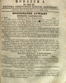 Dziennik Urzędowy Gubernii Radomskiej, 1854, nr 23, dod. I