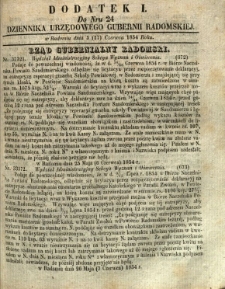 Dziennik Urzędowy Gubernii Radomskiej, 1854, nr 24, dod. I
