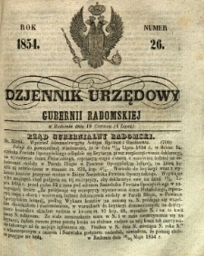 Dziennik Urzędowy Gubernii Radomskiej, 1854, nr 26