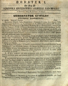 Dziennik Urzędowy Gubernii Radomskiej, 1854, nr 26, dod. I