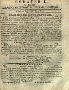 Dziennik Urzędowy Gubernii Radomskiej, 1854, nr 29, dod. I