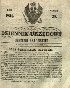 Dziennik Urzędowy Gubernii Radomskiej, 1854, nr 30