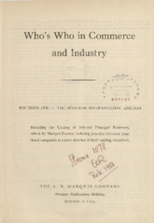 Who's who in commerce and industry