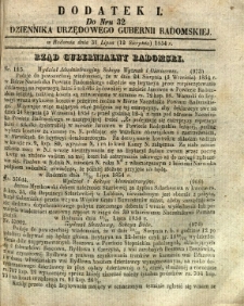 Dziennik Urzędowy Gubernii Radomskiej, 1854, nr 32, dod. I