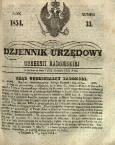 Dziennik Urzędowy Gubernii Radomskiej, 1854, nr 33