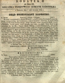 Dziennik Urzędowy Gubernii Radomskiej, 1854, nr 33, dod. II