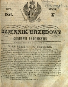 Dziennik Urzędowy Gubernii Radomskiej, 1854, nr 37
