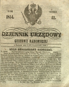 Dziennik Urzędowy Gubernii Radomskiej, 1854, nr 42