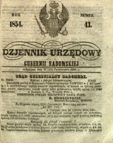 Dziennik Urzędowy Gubernii Radomskiej, 1854, nr 43