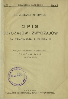 Opis obyczajów i zwyczajów za panowania Augusta III