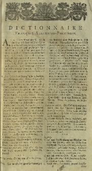 Dictionnaire François-Allemand-Polonois T 1. A - H