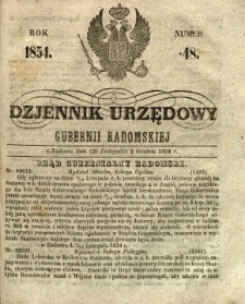 Dziennik Urzędowy Gubernii Radomskiej, 1854, nr 48
