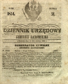 Dziennik Urzędowy Gubernii Radomskiej, 1854, nr 51
