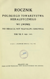 Rocznik Polskiego Towarzystwa Heraldycznego we Lwowie, 1926/27, T.8
