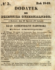 Dodatek do Dziennika Gubernialnego, 1849, nr 5