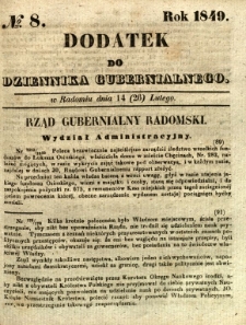 Dodatek do Dziennika Gubernialnego, 1849, nr 8