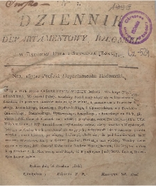 Dziennik Departamentowy Radomski, 1815, nr 1