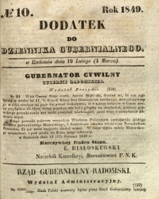 Dodatek do Dziennika Gubernialnego, 1849, nr 10