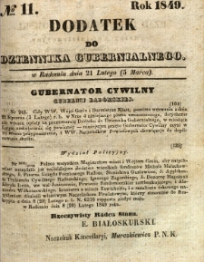 Dodatek do Dziennika Gubernialnego, 1849, nr 11